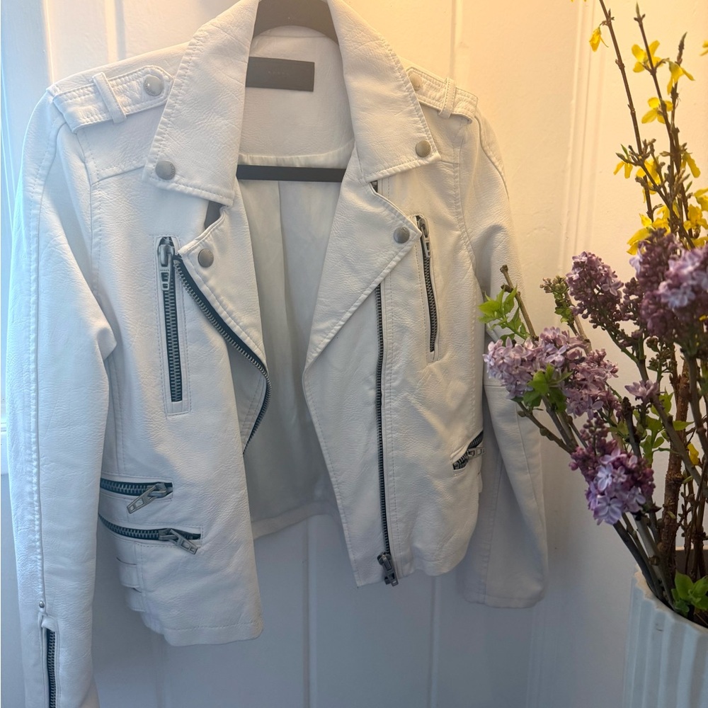 Blank NYC White Leather Moto Jacket